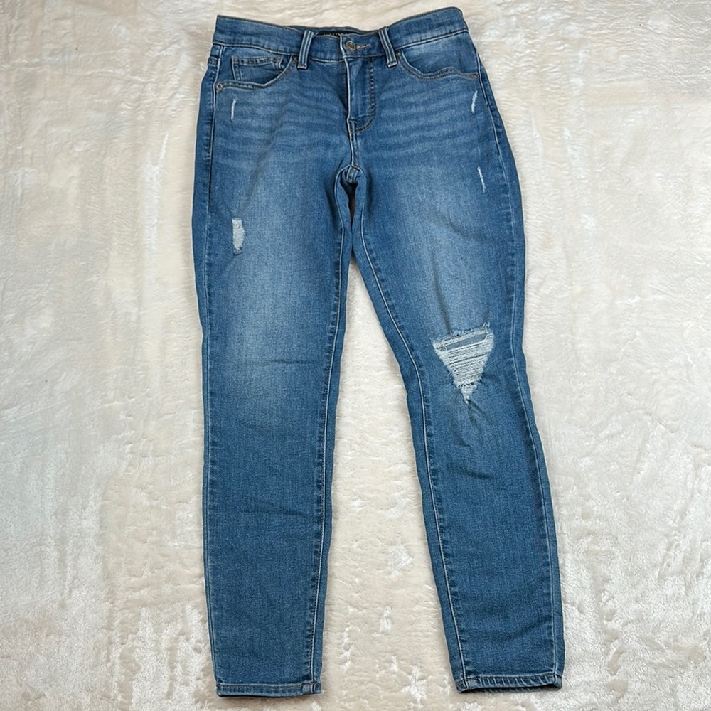 Lucky Brand Blue Skinny Jeans with Distressed Details